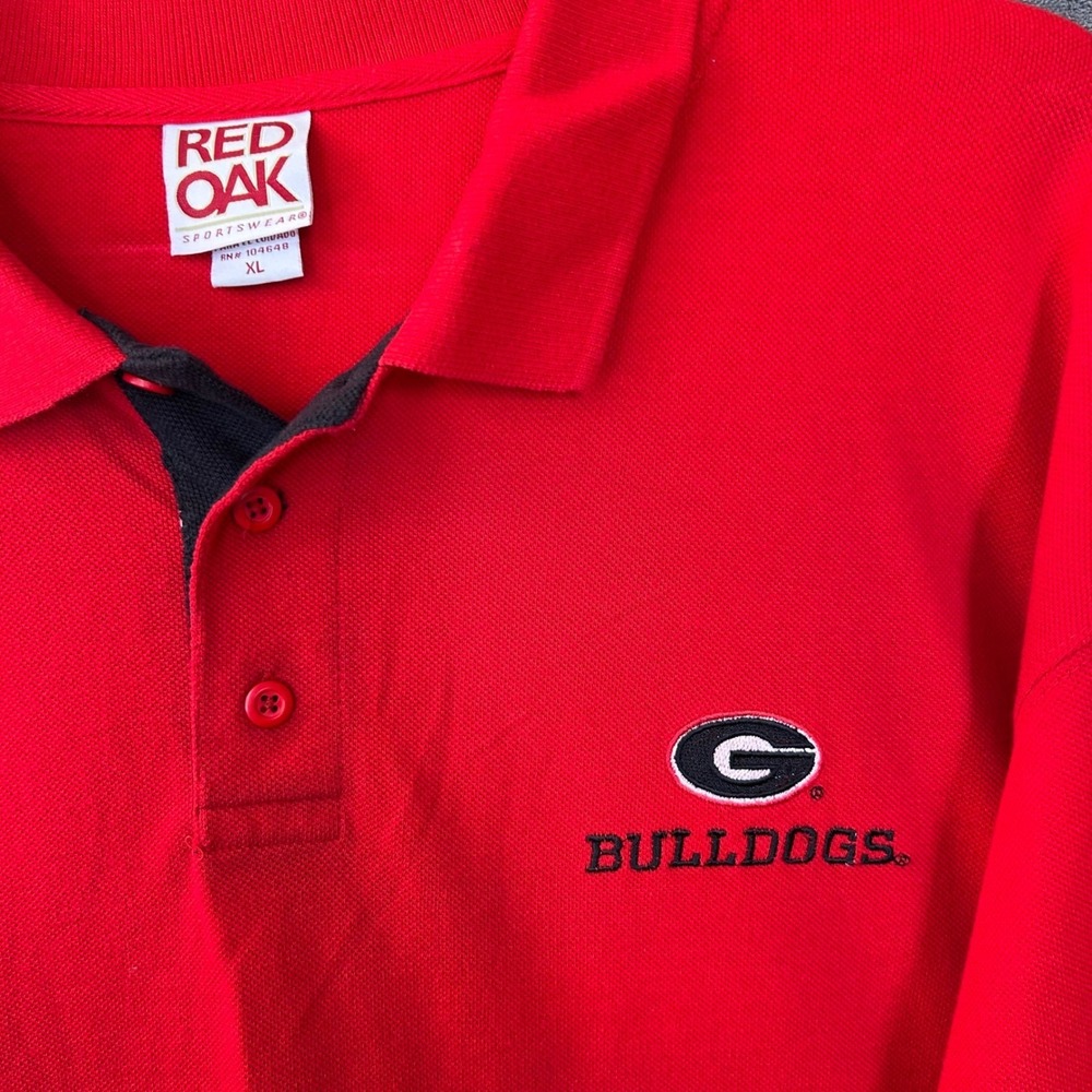 VTG University of Georgia Bulldogs Red Oak Men's XL Pique Polo Shirt Long Sleeve